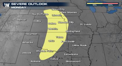 Monday Severe Weather Threat Hits the Plains Again